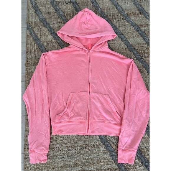 SKIMS M MODAL FRENCH TERRY CLASSIC ZIP UP HOODIE | CORAL - CORAL / M x 1 - Picture 2 of 8